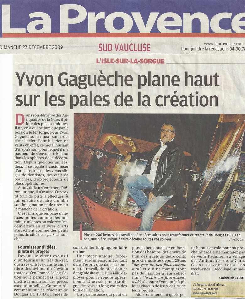 Article paru dans la Provence le 27/12/2009 par Catherine Cadot